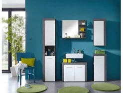 Vente-unique Accessoires & Spiegels-Miamimaine Spiegel Bad 3 Open Vakken Rookzilver.