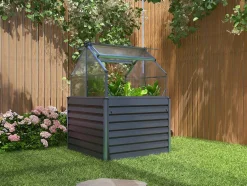 EXPERTLAND Tuinkas-Mini-Tuinkas Van Polycarbonaat En Structuur Van Aluminium - L120 X B120 X H169 Cm - Antraciet - Genista