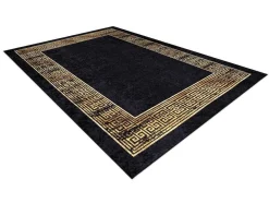 RugsX Groot Tapijt-Miro 51223.806 Tapijt Wasbaar Kader, Grieks Antislip - Zwart / Goud 200X290 Cm