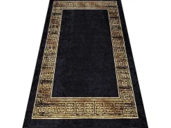 RugsX Groot Tapijt-Miro 51223.806 Tapijt Wasbaar Kader, Grieks Antislip - Zwart / Goud 200X290 Cm