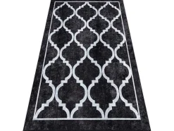 RugsX Groot Tapijt-Miro 51639.806 Tapijt Wasbaar Trellis Geruite Antislip - Zwart 200X290 Cm