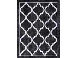 RugsX Groot Tapijt-Miro 51639.806 Tapijt Wasbaar Trellis Geruite Antislip - Zwart 200X290 Cm