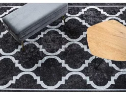 RugsX Groot Tapijt-Miro 51639.806 Tapijt Wasbaar Trellis Geruite Antislip - Zwart 200X290 Cm
