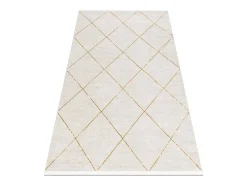 RugsX Klein Tapijt-Modern Tapijt Duke 51245 Creme / Goud - Latwerk, Gestructureerd, Zeer 140X190 Cm