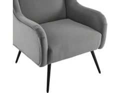 ModernLuxe Fauteuil Stof Fluweel / Suedine-Moderne Loungestoel - Enkele Bank Met Armleuningen - Metalen Poten - Grijs