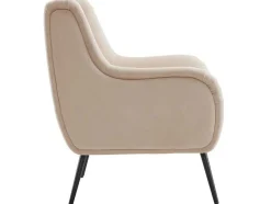 ModernLuxe Fauteuil Stof Fluweel / Suedine-Moderne Loungestoel - Enkele Bank Met Armleuningen - Metalen Poten - Beige