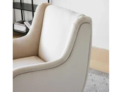 ModernLuxe Fauteuil Stof Fluweel / Suedine-Moderne Loungestoel - Enkele Bank Met Armleuningen - Metalen Poten - Beige