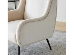 ModernLuxe Fauteuil Stof Fluweel / Suedine-Moderne Loungestoel - Enkele Bank Met Armleuningen - Metalen Poten - Beige