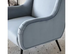ModernLuxe Fauteuil Stof Fluweel / Suedine-Moderne Loungestoel - Enkele Bank Met Armleuningen - Metalen Poten - Hemelsblauw