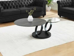 Maison Céphy Salontafel-Moduleerbare Design-Salontafel Van Gehard Glas En Keramiek Joline