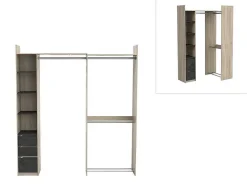 Vente-unique Kledingkast-Moduleerbare Kleerkast Hoek Of Recht - L200 Cm - Kleur: Naturel En Zwart - Emilyo