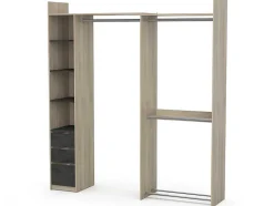Vente-unique Kledingkast-Moduleerbare Kleerkast Hoek Of Recht - L200 Cm - Kleur: Naturel En Zwart - Emilyo