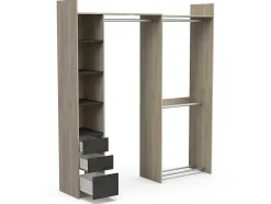 Vente-unique Kledingkast-Moduleerbare Kleerkast Hoek Of Recht - L200 Cm - Kleur: Naturel En Zwart - Emilyo