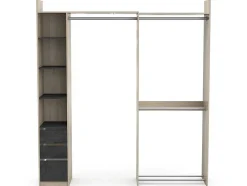 Vente-unique Kledingkast-Moduleerbare Kleerkast Hoek Of Recht - L200 Cm - Kleur: Naturel En Zwart - Emilyo