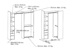 Vente-unique Kledingkast-Moduleerbare Kleerkast Hoek Of Recht - L200 Cm - Kleur: Naturel En Zwart - Emilyo