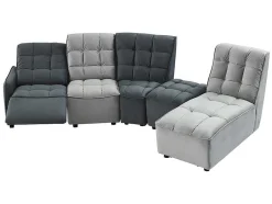 Vente-unique Elektrische Relaxbanken-Moduleerbare Relaxhoekbank Van Fluweel - Lichtgrijs En Antraciet - Alford