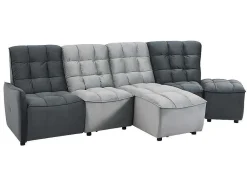 Vente-unique Elektrische Relaxbanken-Moduleerbare Relaxhoekbank Van Fluweel - Lichtgrijs En Antraciet - Alford