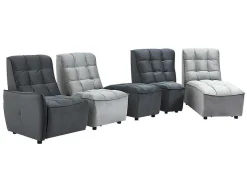 Vente-unique Elektrische Relaxbanken-Moduleerbare Relaxhoekbank Van Fluweel - Lichtgrijs En Antraciet - Alford