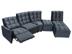 Vente-unique Modulair-Moduleerbare Relaxhoekbank Van Fluweel - Antraciet - Alford