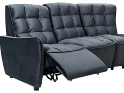Vente-unique Modulair-Moduleerbare Relaxhoekbank Van Fluweel - Antraciet - Alford