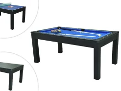 Vente-unique Eettafel-Moduleerbare Tafel - Biljart En Tafeltennis - L182 X B102 X H80 Cm - Zwart - Sousa