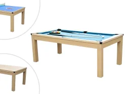 Vente-unique Eettafel-Moduleerbare Tafel - Biljart En Tafeltennis Balthazar - 213 X 112 X 81.5 Cm - Blauw