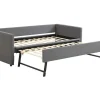 ModernLuxe Tweepersoonsbed-Multifunctioneel Onderschuifbed Met Opklapbed - 90X200 Cm - Linnen Stof - Grijs