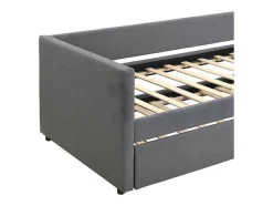 ModernLuxe Tweepersoonsbed-Multifunctioneel Onderschuifbed Met Opklapbed - 90X200 Cm - Linnen Stof - Grijs