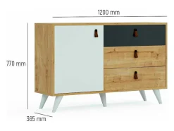 EPIKASA Buffetkast-Multifunctionele Kast Pera - Eik - 120X36,5X77 Cm -