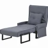 ModernLuxe Uitklapbare Fauteuil-Multifunctionele Ligstoel Met Kussen - Om Te Bouwen Tot Fauteuil - Linnen Stof - Grijs