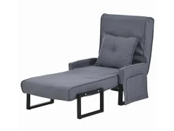 ModernLuxe Uitklapbare Fauteuil-Multifunctionele Ligstoel Met Kussen - Om Te Bouwen Tot Fauteuil - Linnen Stof - Grijs