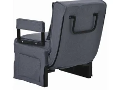 ModernLuxe Uitklapbare Fauteuil-Multifunctionele Ligstoel Met Kussen - Om Te Bouwen Tot Fauteuil - Linnen Stof - Grijs