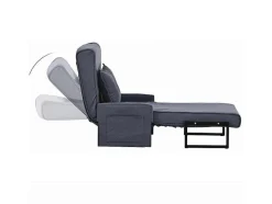 ModernLuxe Uitklapbare Fauteuil-Multifunctionele Ligstoel Met Kussen - Om Te Bouwen Tot Fauteuil - Linnen Stof - Grijs
