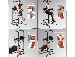 Vente-unique Fitness-Multifunctionele Power Tower Dip Station Optrekstang Met Verstelbare Hoogte