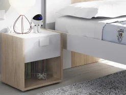 Vente-unique Kindermeubel-Nachtkastje - 1 Lade En 1 Nis - Naturel En Wit - Sonia