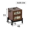 ModernLuxe Nachtkastje-Nachtkastje - 2 Pvc Rotan Lades Met Zwarte Poten - Bruin