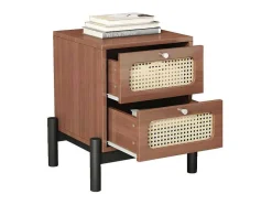 ModernLuxe Nachtkastje-Nachtkastje - 2 Pvc Rotan Lades Met Zwarte Poten - Bruin