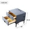 ModernLuxe Nachtkastje-Nachtkastje Bekleed Met Fluweel En Mdf - 2 Lades - Metalen Poten - Grijs