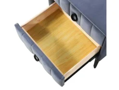 ModernLuxe Nachtkastje-Nachtkastje Bekleed Met Fluweel En Mdf - 2 Lades - Metalen Poten - Grijs