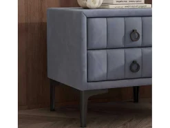 ModernLuxe Nachtkastje-Nachtkastje Bekleed Met Fluweel En Mdf - 2 Lades - Metalen Poten - Grijs