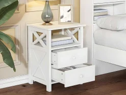 ModernLuxe Nachtkastje-Nachtkastje Met 2 Laden En 1 Compartiment In Spaanplaat - Wit