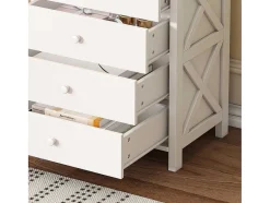 ModernLuxe Nachtkastje-Nachtkastje Met 4 Lades - Spaanplaat - Wit