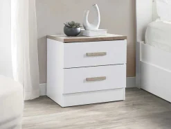 Vente-unique Kindermeubel-Nachtkastje Met 2 Lades - Wit En Naturel - Skaido