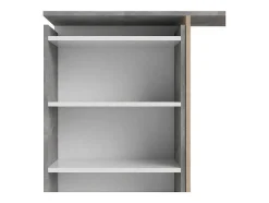 Vente-unique Hoofdeinde En Brugkast-Nada Hoofdbord Met Opbergruimte 140 Cm, Betondecor/Wit Hoogglans.