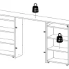 Vente-unique Hoofdeinde En Brugkast-Nada Hoofdbord Met Opbergruimte 160 Cm, Betondecor/Wit Hoogglans.