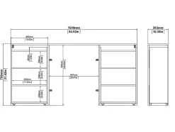 Vente-unique Hoofdeinde En Brugkast-Nada Hoofdbord Met Opbergruimte 160 Cm, Betondecor/Wit Hoogglans.