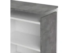 Vente-unique Hoofdeinde En Brugkast-Nada Hoofdbord Met Opbergruimte 160 Cm, Betondecor/Wit Hoogglans.
