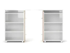 Vente-unique Hoofdeinde En Brugkast-Nada Hoofdeinde 140 Cm Met 4 Planken Wit Hoogglans.