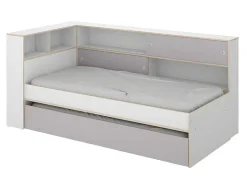 Vente-unique Bed Met Slaaplade-Nestbed Met Opbergruimte - 90 X 200 En 90 X 190 Cm - Wit En Grijs + Bedbodem - Losiana