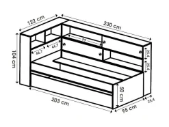 Vente-unique Bed Met Slaaplade-Nestbed Met Opbergruimte - 90 X 200 En 90 X 190 Cm - Wit En Grijs + Bedbodem - Losiana